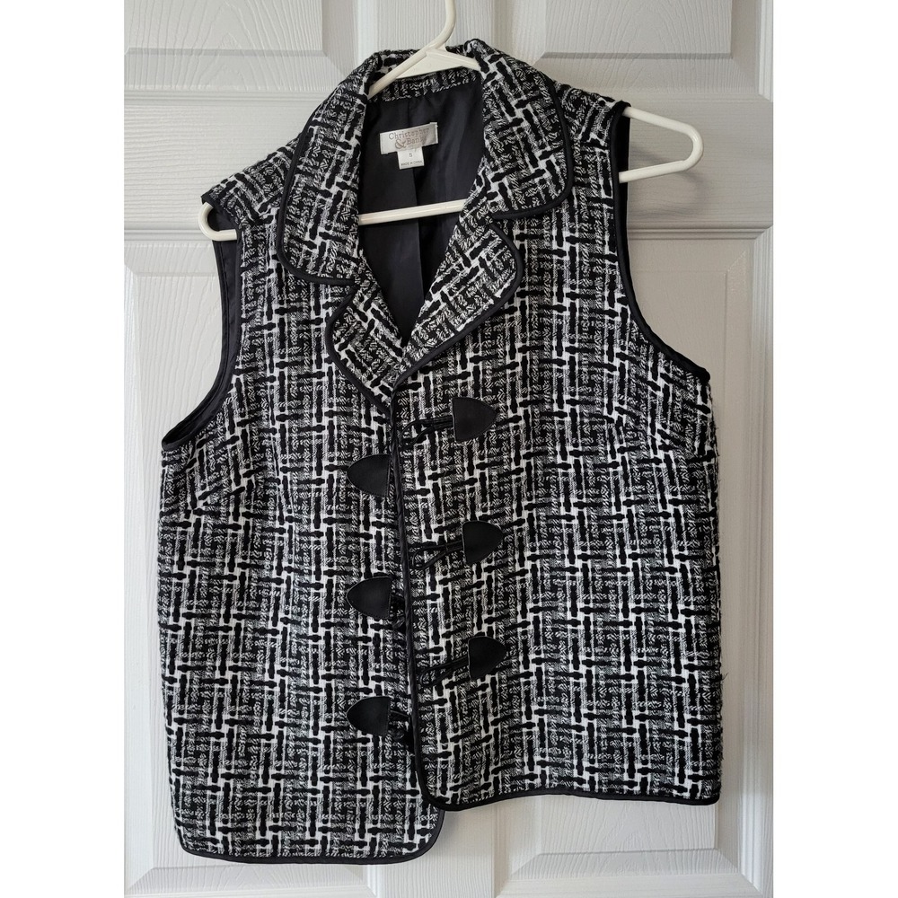 Christopher & Banks Women's Size Small Vest Black and White Plaid